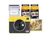 KODAK Mini Shot 3 Retro 4PASS 2-in-1 Instant Digital Camera and Photo Printer (3x3 inches) Initial 8 Sheets + 60 Sheets Cartridge Bundle, Yellow (NOT Zink)
