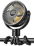 Portable Stroller Fan, 4000mAh Rechargeable Clip on Baby Fan 25H Battery Life, Head Detachable 360° Rotate Mini Fans, 4 Speed Personal Fans with Night Light for Car Seat Crib Bike Treadmill, Black