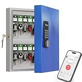 WeHere 32 Key Lock Box(Plus) Wall Mount, APP Bluetooth/One Time Password/Wi-Fi Remote/Fixed Code/Key Unlock, Smart Key Cabinet, Key Organizer Box for Car Dealert, Hotel, Office, School Key Manage