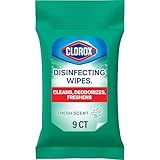 Clorox Disinfecting On The Go Travel Wipes, Household Essentials, Fresh Scent, 9 Count, Pack of 1 (Package May Vary)