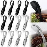 Fiada 12 Pcs Christmas Garland Hanger for Mantle Cord Bundlers Cord Organizer for Appliances, Self Adhesive Kitchen Sticky Silicone Holder Organizer for Christmas Wreath Fireplace(Black, Gray)