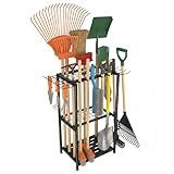 Faesun Garden Tool Organizer, 3-Tier Metal Yard Tool Rack with 14 Hooks & 5 Slots, Holds 50+ Rakes/Shovels/Brooms, Heavy Duty Freestanding Lawn Tool Storage for Garage Shed Outdoor Organization