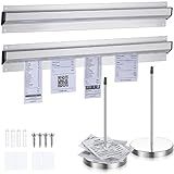 Photect 2 Pcs 16 Inch Restaurant Ticket Holder with 2 Stainless Steel Receipt Holder Spike Aluminum Slide Rack Rail for Restaurant Cafes Kitchen Pub Bar Hotel, Silver
