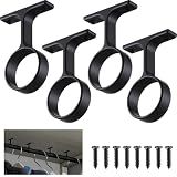 LEIFIDE 4 Pcs 1 5/16 Inch Round Closet Rod Support Bracket, Black