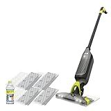 Shark VACMOP Cordless Hard Floor Cleaner, Vacuum and Spray Mop, Powerful Suction, Lightweight, LED Headlights, Includes 4 Disposable Pads, 12oz Multi-surface Cleaning Solution, Gray, VM252