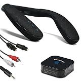 HomeSpot BA210 v2 Auracast Bluetooth 5.3 Transmitter with JY538 Neckband Speaker, 50 Hrs Battery, aptX Adaptive/LL/HD, Optical/3.5mm/RCA, for TV & Audio Systems