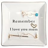HOME SMILE Ceramic Ring Dish Jewelry Tray-Mom Gifts, Remember I Love You Mom - Mother's Day Birthday Gifts for Mom