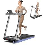 Treadmill with 5% Incline, 300lbs Capacity Folding 15 HP Small Treadmills for Home Portable Running Treadmill with Handles Quiet Brushless Dual Cushion System, Electric Compact Treadmil