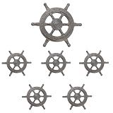LLDYNW 6 Pcs Ship Rudder Handles Ship Helm Cabinet Knobs Ocean Theme Zinc Alloy Handles Dresser Furniture Door Single Hole Pull Handles (Ancient Tin)