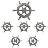 LLDYNW 6 Pcs Ship Rudder Handles Ship Helm Cabinet Knobs Ocean Theme Zinc Alloy Handles Dresser Furniture Door Single Hole Pull Handles (Ancient Tin)