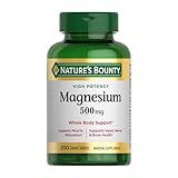 Nature's Bounty Magnesium 500 mg Tablets, High Potency Magnesium Supplement for Bone & Muscle Health, Whole Body Support, 200 Count (Pack of 1)