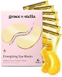 grace & stella Award Winning Eye Patches for Puffy Eyes | Eye Masks for Dark Circles, Puffy Eyes, Wrinkles, Undereye Bags, Travel Gifts for Women - Vegan, Self Care (6 Pairs, Gold)