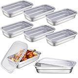 Suttmin 8 Pcs 304 Stainless Steel Food Storage Containers with Lids 1/3 Size Hotel Pan Chicken Food Grade Pans Metal Meal Containers for Restaurant Stackable Kitchen Freezer Buffet(2.5 Inch Deep)