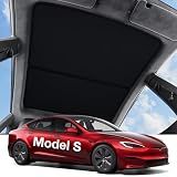 Wigoo Tesla Model S Sunshade Roof [Never Sag, Nano Ice-Crystal Coatings] 3-Gen Heat Insulation Glass Roof Sun Shade, Accessories for Tesla Model S 2021~2026, Tesla Interior Black