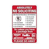 14 x 10 Inches Absolutely No Soliciting Sign for House - Do Not Ring Bell or Knock, Large Work from Home on No Soliciting Metal Go Away Yard Signs for Front Door Home, Sun-Proof, Rust-Free