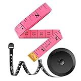 iBayam 2 Pack Tape Measure Measuring Tape for Body Fabric Sewing Tailor Cloth Knitting Vinyl Home Craft Measurements, 60-Inch Soft Fashion Pink & Retractable Black Double Scales Rulers for Body Weight
