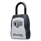Master Lock Key Lock Box for House Keys – Outdoor Portable Combination Lockbox with Resettable 4 Digit Code, Weather Resistant Durable Metal Body, Holds 5 Keys, 5400EC Black