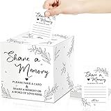 Pajean 50 Pcs Share a Memory Cards for Collections of Life, Memory Cards Box for Guest Ideas Funeral Graduation Wedding Bridal Shower Birthday Anniversary Retirement(White)