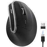 acer Ergonomic Mouse Wireless, Vertical Computer Mouse for Office, Ergo Mice Rechargeable for Medium to Large Sized Hands, 2.4GHz USB Receiver, 800/1200/1600 DPI, 6 Buttons for Laptop, PC and Desktop