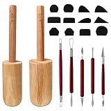 GeryVtee Cup Pottery Molds 3 Pcs Plaster Molds Create Pottery Mug Vases with 12 Pcs Mug Handle Forms Pottery Shaping Tool Assist in Hand Building Clay Mugs