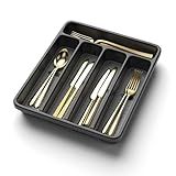 WEBACOO. Silverware Organizer for Kitchen Drawer - Non-Slip Utensil Drawer Organizer - Dishwasher Safe Cutlery Organizer Holds Spoons, Forks with 5 - Compartment