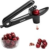 Cherry Pitter - Ordekcity Stainless Steel Cherries Corer Pitter Tool with Hand-held Push Design, Save Time & Space for Making Cherry Jam with Lock Design(Black)