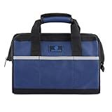 ROCKCOON Tool Bag 13'', Wide Mouth Tool Organizer for Tool Storage, Heavy Duty and Water Proof, Blue & Black