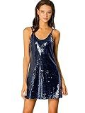 Allegra K Women's Glitter Sequin Dress Spaghetti Strap Party Sparkly Mini