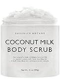 Brooklyn Botany Coconut Milk Body Scrub - Moisturizing and Exfoliating Body, Face, Hand, Foot Scrub - Fights Stretch Marks, Fine Lines, Wrinkles - Great Gifts for Women & Men - 10 oz