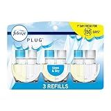 Febreze Plug In Air Freshener, Odor-Fighting Scented Oil Refill, Air Fresheners for Home and Bathroom and Kitchen, Long Lasting for Strong Odors, Linen & Sky Scent, 0.87oz Refills, 3 Count (Pack of 1)