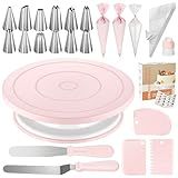 Kootek 71PCs Cake Decorating Kit, Baking Supplies Tools - Includes Cake Stand Turntable, 12 Icing Piping Tips Set, 2 Frosting Spatulas, 3 Scrapers, 50+2 Piping Bags, Coupler, Video Tutorial, Booklet