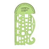 Pacific Arc All Purpose Template Guide, Featuring A Protractor, 4 Inch Ruler, French Curves, and Standard Shapes
