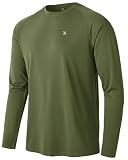 TBMPOY Mens Sun Protection Hiking Shirts Long Sleeve Water UPF 50+ SPF UV Shirts Lightweight Fishing Hiking Swimming Army Green S