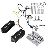 Lovermusic Prewired Neck & Bridge Humbucker Pickups with Hole Pitch 68mm Bass Bridge Instrument Accessories for 4-string Bass