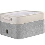 BALEINE 1 Pack Fabric Storage Bins for Shelves, Linen Storage Baskets for Organizing, Decorative Closet Bins for Clothes, Home (Grey, 12"x8"x8")