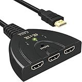 HDMI Switch, GANA 4K HDMI Splitter 3 in 1 Out, 3-Port Switcher Selector with Pigtail HDMI Cable,Supports Full HD 4K 30Hz 1080P 3D Player, Compatible with PS4/3, Xbox, Fire Stick, Roku, PC,TV