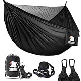 Covacure Camping Hammock - Lightweight Double Hammock, Hold Up to 772lbs, Portable Hammocks for Indoor, Outdoor, Hiking, Camping, Backpacking, Travel, Backyard, Beach (Black)