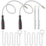 Feekoon 2 Pack Wet Noodle & Retriever Flexible Magnetic Pickup Tool, Fish Chain Flexible Magnetic Retriever Expandable Retrieval Hook for Wire Through Wall Wiring or Item Pickup