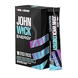 Jacked Factory X John Wick Energy Stick Packs - Energy Drink Powder Packets for Relentless Focus and Determination - 10 Stick Packs, Baba Yaga Blue Raz