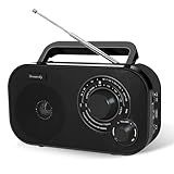 DreamSky AM FM Portable Radio Plug in Wall or Battery Operated for Home & Outdoor, Strong Reception, Large Dial Easy to Use, Transistor Antenna, Headphone Jack, Small Gifts for Seniors Elderly