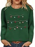 Qbily Winter Christmas Knitted Sweater for Women Holiday Xmas Christmas Tree Snowman Pullover Sweatshirt Tops(2025-A3,L)