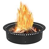 Koutemie Outdoor Smokeless Fire Pit Ring Liner 35-Inch Outer/31-Inch Inner Diameter, Heavy Duty Solid Metal Steel Round Firepit Rim Insert for Outside DIY Campfire Ring Above or In-Ground, Black