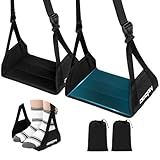 2-Pack Foot Hammock for Plane Travel, No Collapse Thickened Bamboo Airplane Foot Rest with Extended Adjustment Strap, Portable Desk Foot Hammock to Relax Your Feet, Foot Sling Travel Essentials(Black)