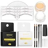 QUEEJOY Brow Mapping Kit includes 10m X Black&White Mapping String, 50pcs Eyebrow Ruler Stickers,White and Light Beige Brow Concealer & 2 Brow Brushes, Eyebrow Pencil Razor Sharpener and Instruction