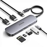 Anker Nano Laptop Docking Station Dual Monitor, 8-in-1 USB C Dock with 4K@60Hz HDMI, 10Gbps 1 USB-C, 2 USB-A, 85W PD, SD/TF Card Reader, for Dell,Lenovo, HP, and Windows Laptops (Charger Not Included)