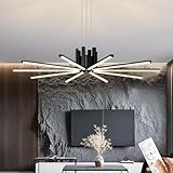 JYUWRIVG Modern Led Chandelier, Dimmable Sputnik Light Fixture with Remote Control, Modern Pendant Light for Dining Room Kitchen Living Room Entryway, 3000K-6500K (Black)