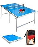 PRO SPIN Compact Ping Pong Table - 72" x 41" Mid-Size, Foldable, Portable Ping Pong Set | 100% Pre-Assembled Weatherproof Indoor/Outdoor | Includes Net, Cover, Table Tennis Paddles & Balls