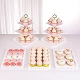 NWK 5 Piece Cake Stand Set with 2 x Large 3-Tier Cupcake Stands, 3 x Appetizer Trays, for Wedding Birthday Baby Shower Tea Party Decorations (Gold)
