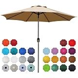 Blissun 9' Outdoor Patio Umbrella, Outdoor Table Umbrella, Yard Umbrella, Market Umbrella with 8 Sturdy Ribs, Push Button Tilt and Crank (Tan)