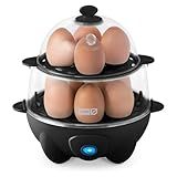 Dash Deluxe Egg Cooker - Boiler, Poacher & Steamer - Includes Measuring & Recipe Guide - Dishwasher Safe - Holds 12 Eggs, Black